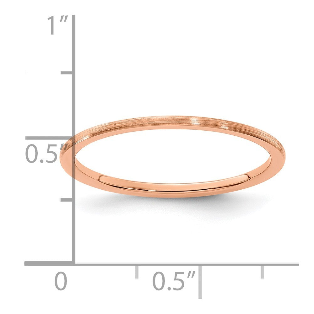 10K Rose Gold 1.2mm Half Round Satin Stackable Band Size 6.5