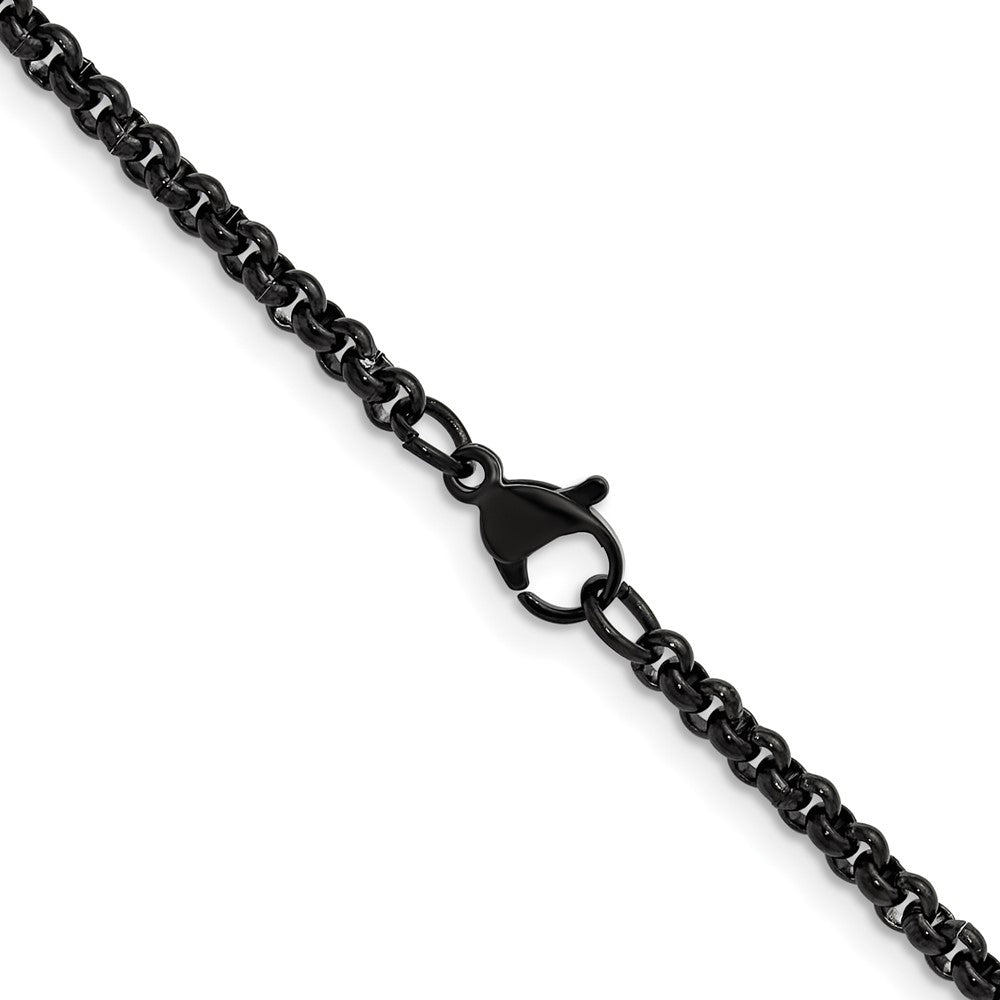 Chisel Stainless Steel Polished Black IP-plated 3mm 18 inch Rolo Chain