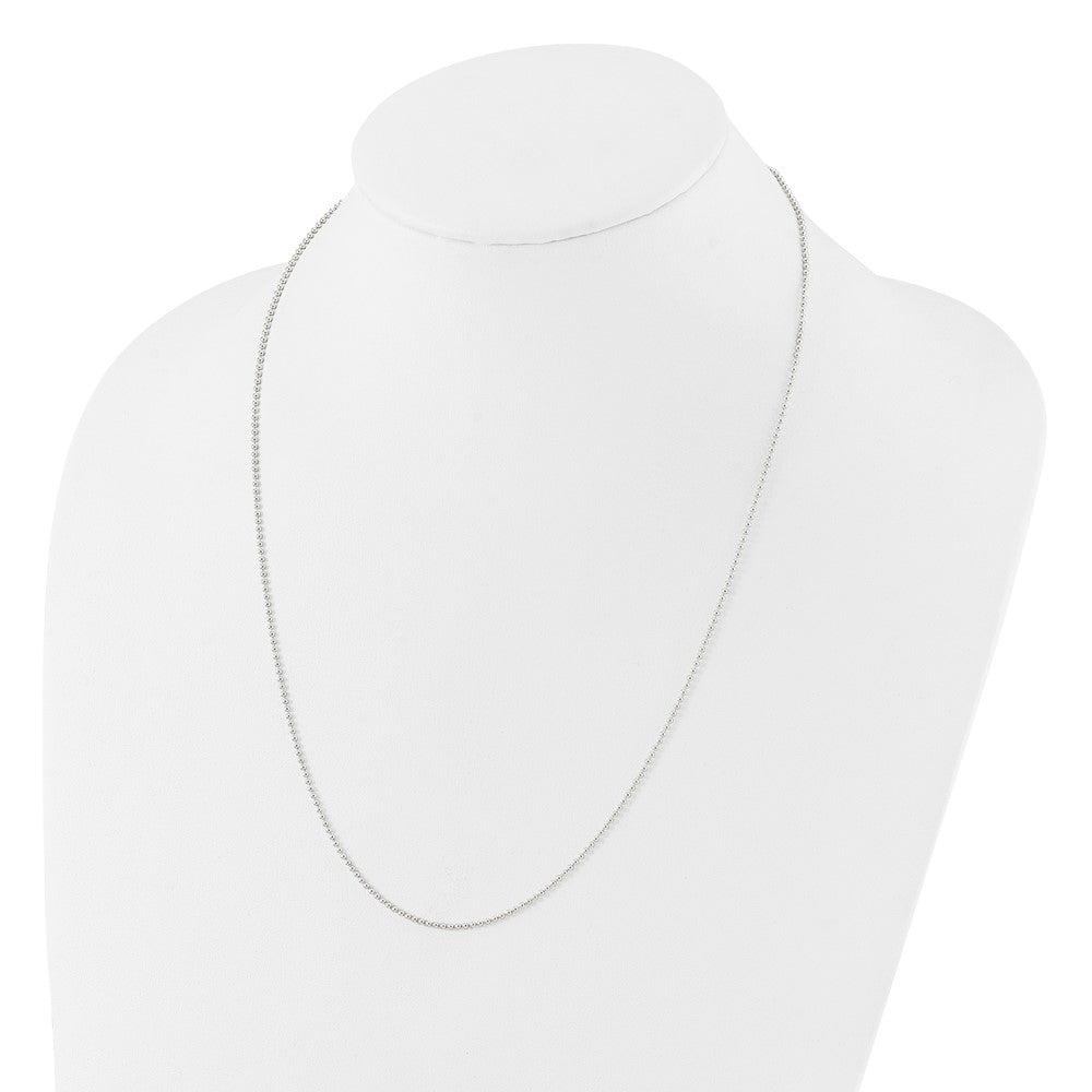Sterling Silver Polished Beaded Adjustable Necklace 24 Inches