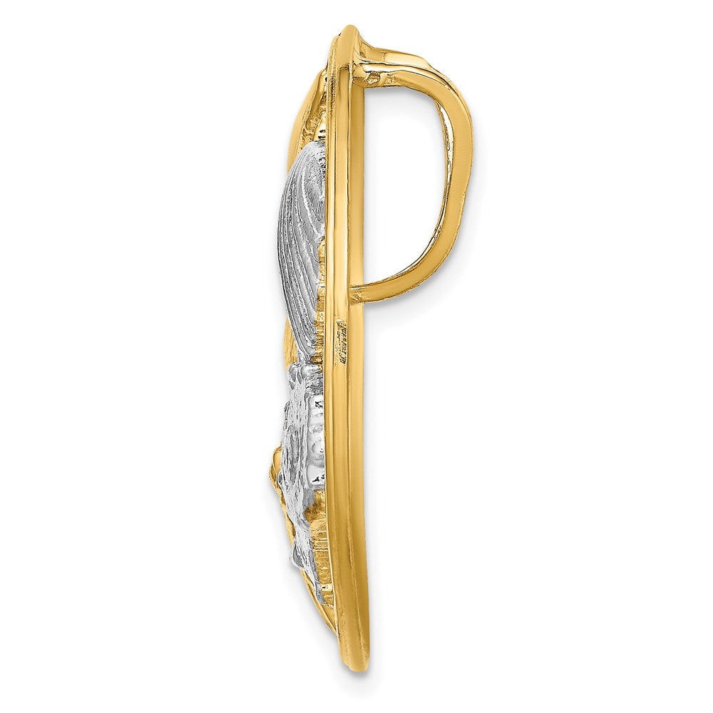 14K with White Rhodium Shell Cluster in Circle Slide