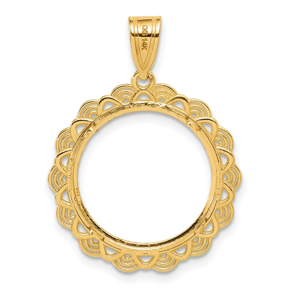 14k Diamond Cut Rainbow with 16.5mm Prong Coin Bezel Pendant