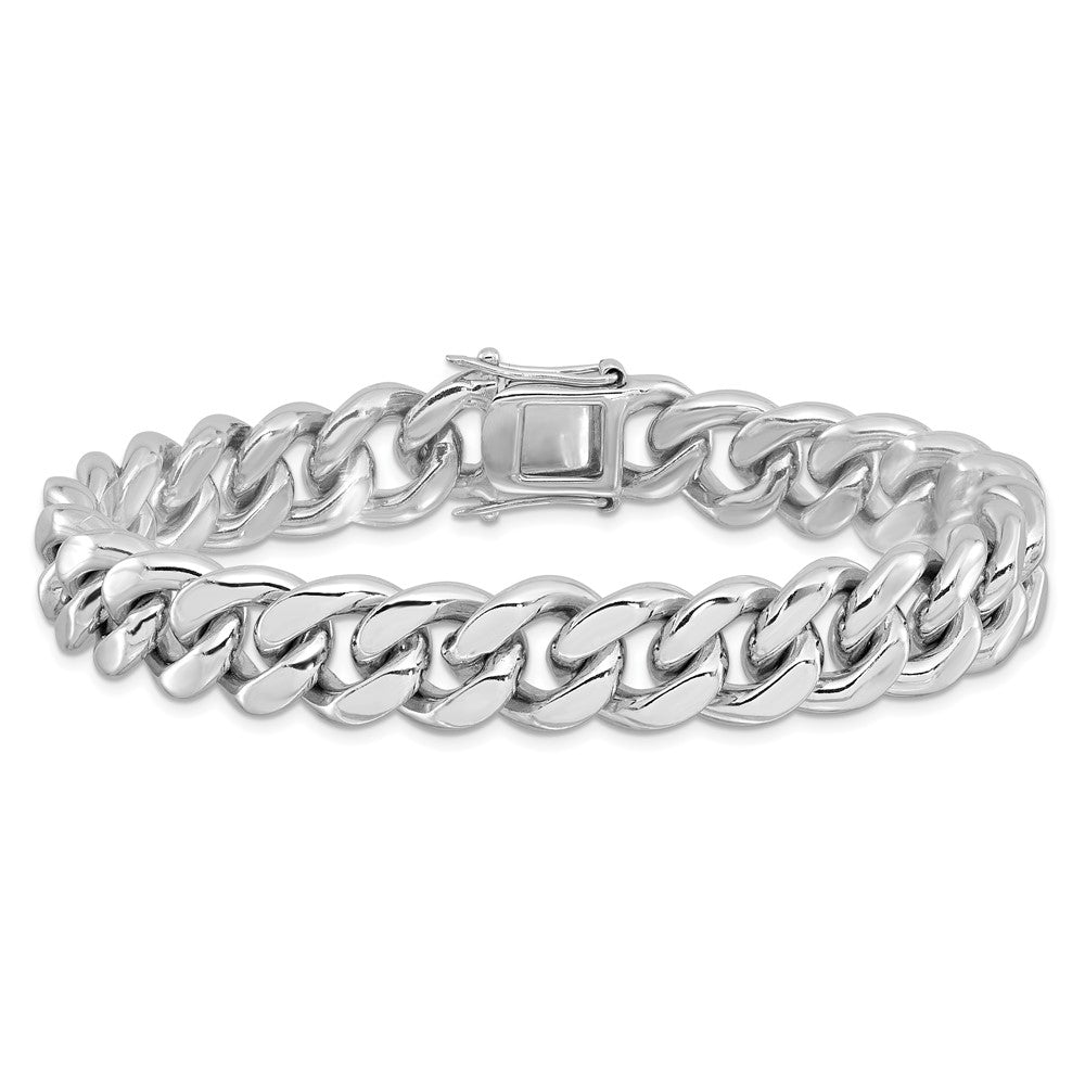 Sterling Silver Rhodium-plated Curb Link Men's 8.5in Bracelet 8.5 inches