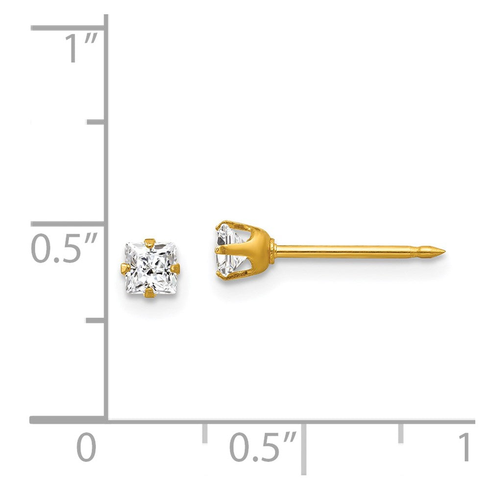 Inverness 14k 3mm Square CZ Post Earrings