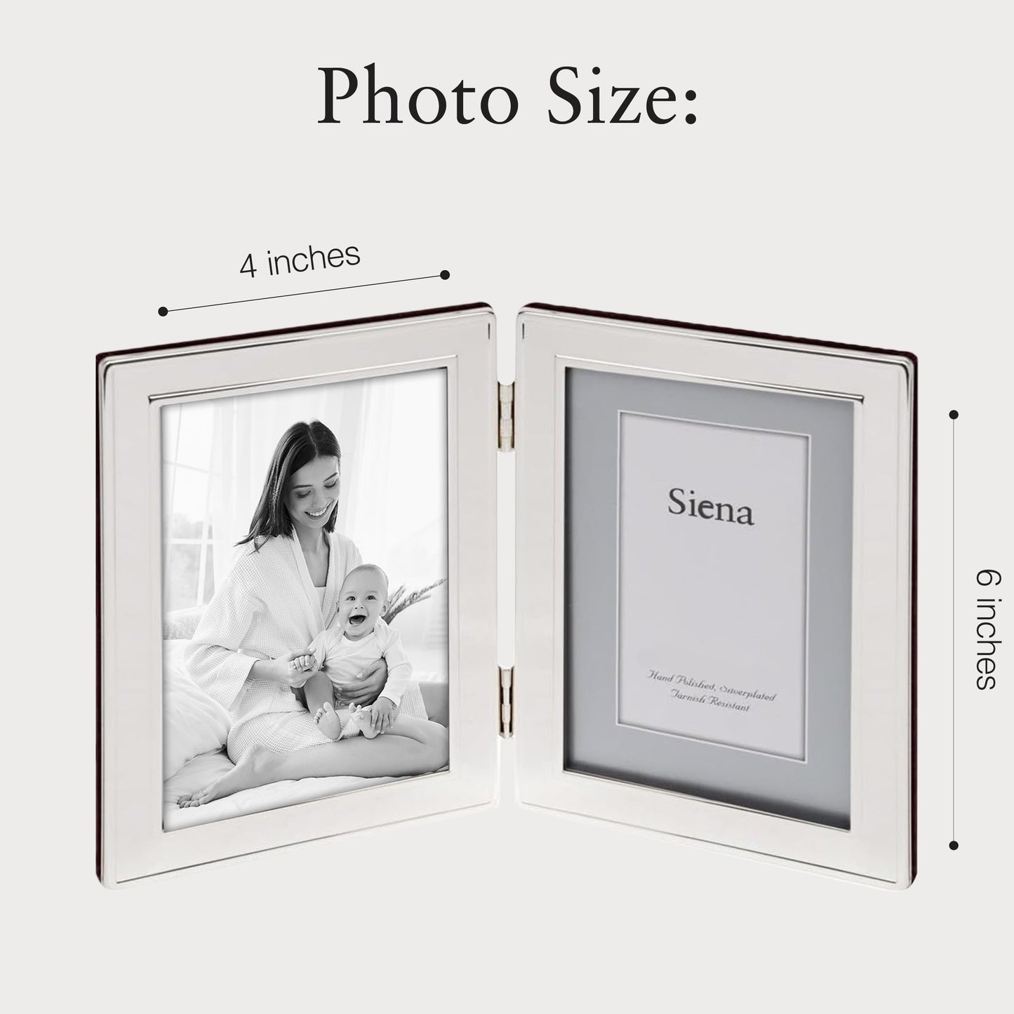 Siena Dbl Border Plain Frame Silver 4x6 Dbl