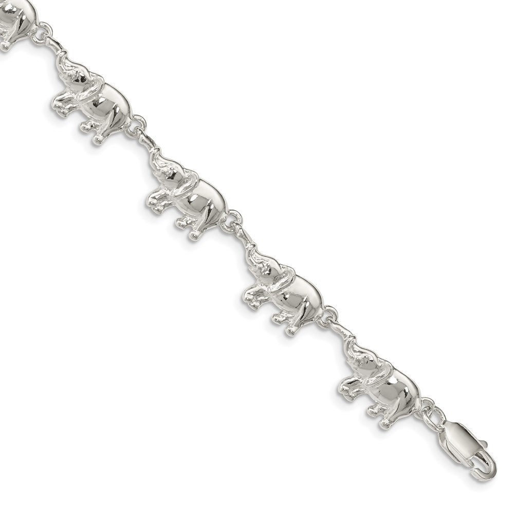 Sterling Silver Elephants Bracelet 7 inches