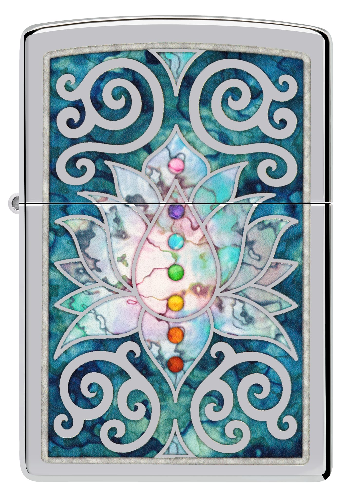 Zippo 48592 Lotus Flower High Polish Chrome Windproof Lighter