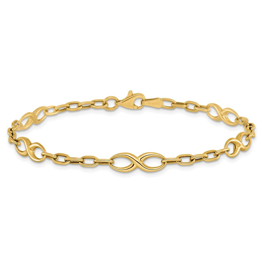 10K Polished Link Bracelet 7.5  inches