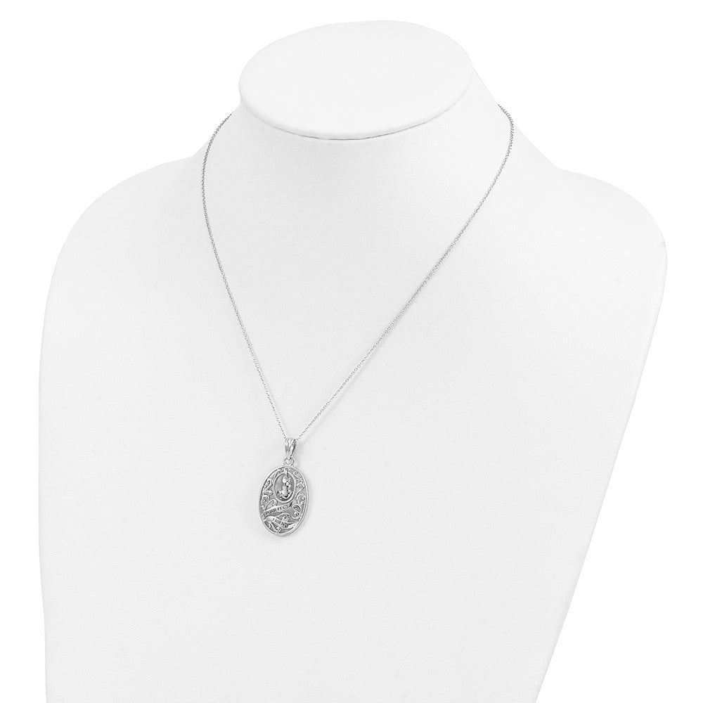 Sentimental Expressions Sterling Silver Rhodium-plated Antiqued Animal Friends-Cat 18in Necklace 18 Inches