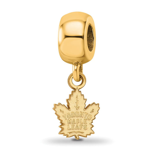 Sterling Silver Gold-plated NHL LogoArt Toronto Maple Leafs Extra Small Dangle Bead Charm QGP017MLE