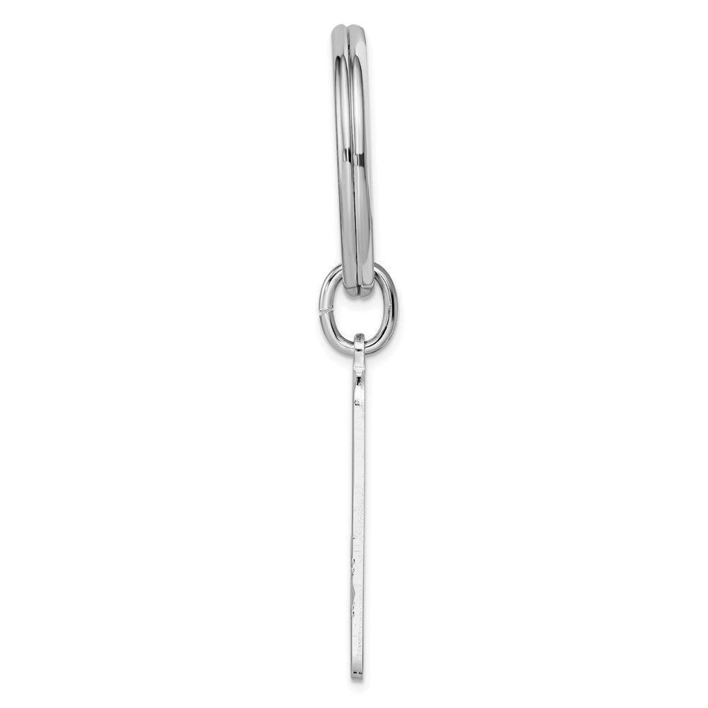 Rhodium-plated Kelly Waters Satin Key Ring with Polished End