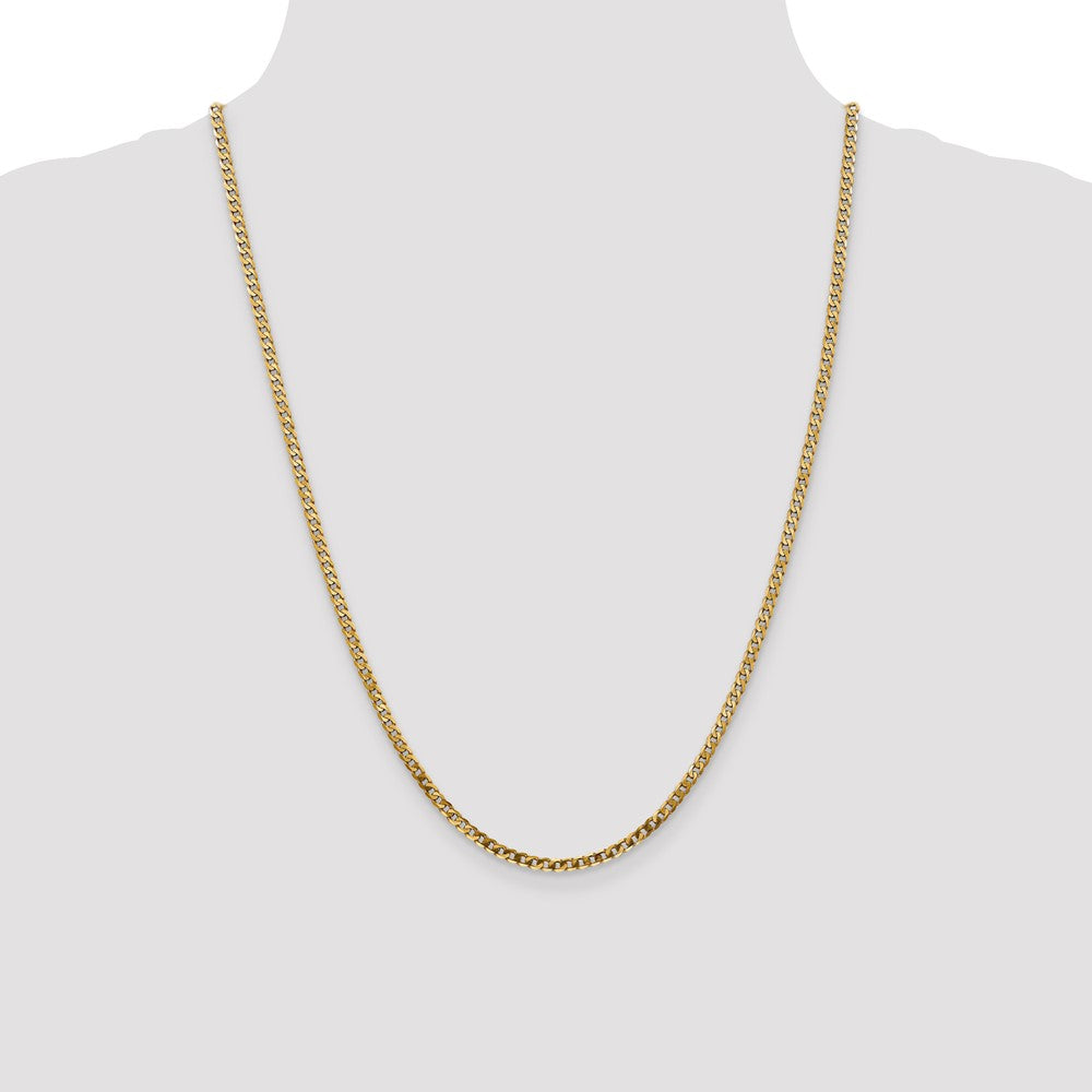 14K 24 inch 2.9mm Flat Beveled Curb with Lobster Clasp Chain