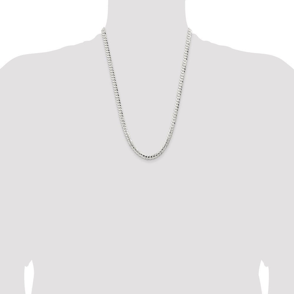 Sterling Silver 5.65mm Concave Beveled Curb Chain 24 Inches