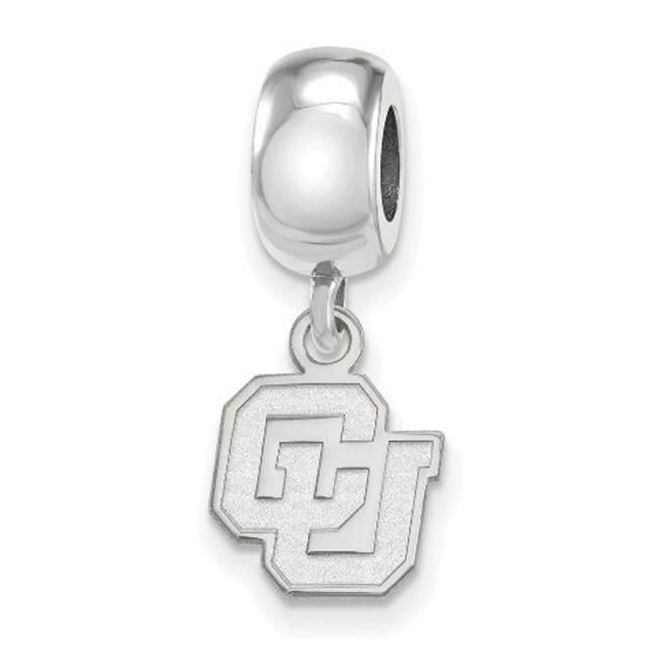 Sterling Silver Rhodium-plated LogoArt University of Colorado C-U Extra Small Dangle Bead Charm