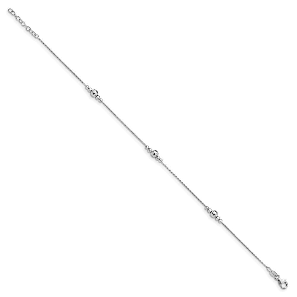 Sterling Silver RH-plated Polished w/1in ext. Anklet