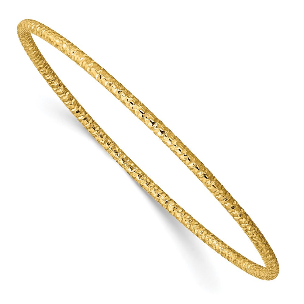 Stainless Steel Polished Textured Yellow IP-plated 2mm Slip on Bangle 8 inches