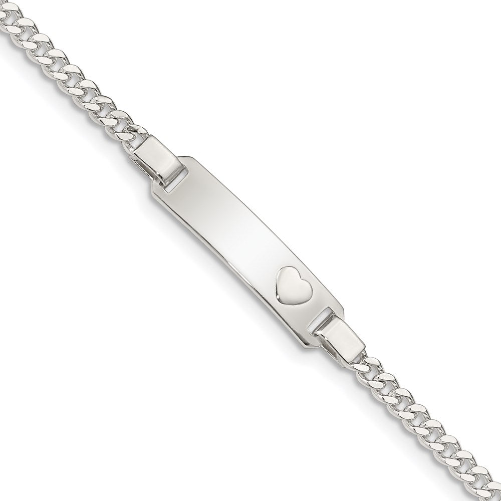 Sterling Silver Baby ID with Heart Bracelet 6 inches