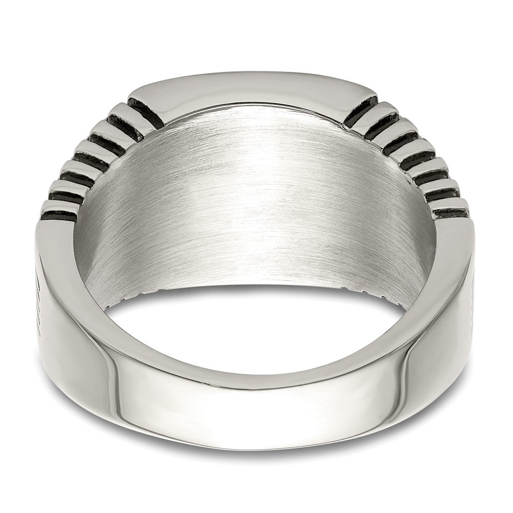 Stainless Steel Polished with CZ Signet Ring Size - 11