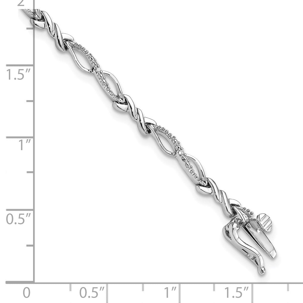 Sterling Silver Rhodium-plated Diam. Bracelet 7 inches