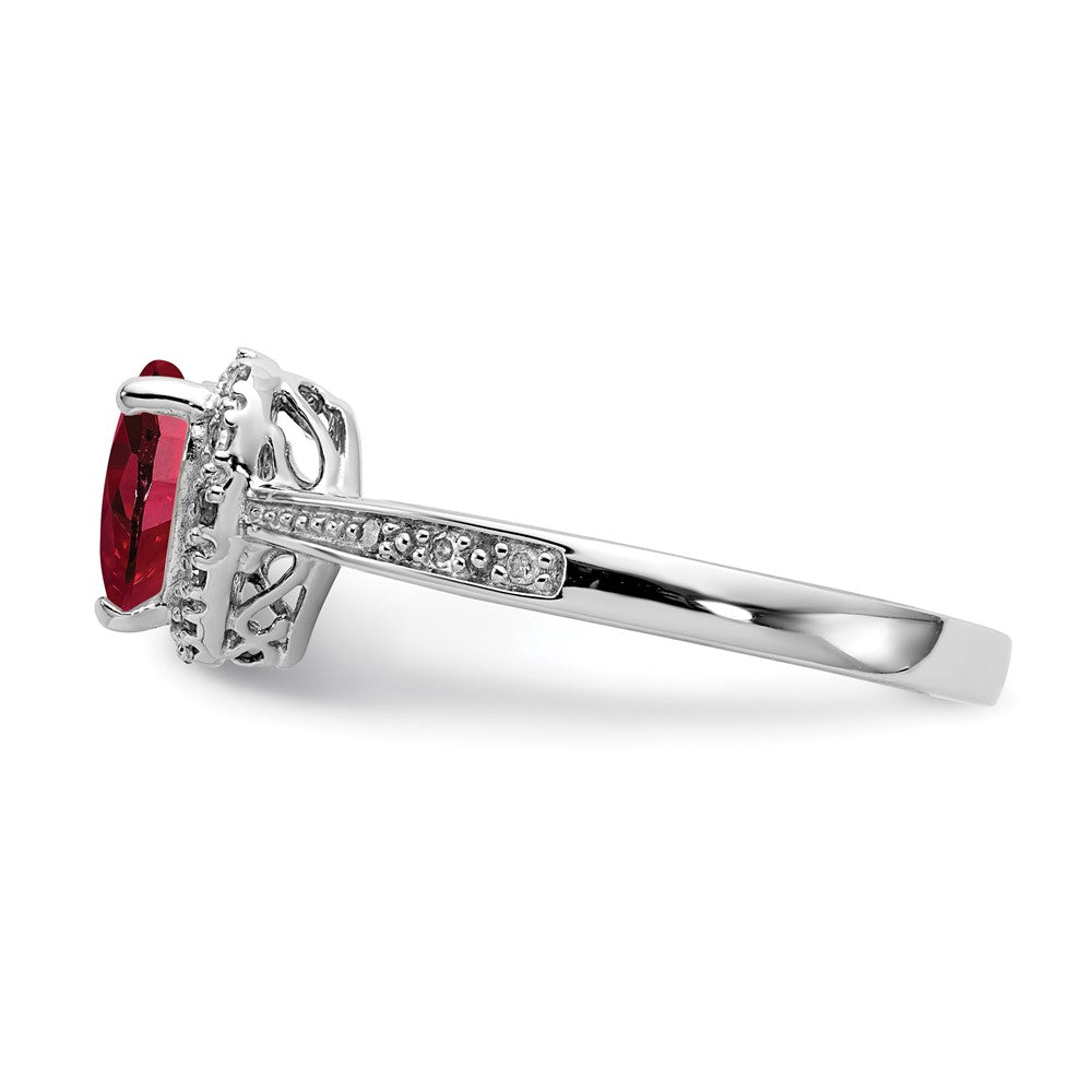Sterling Silver CR Ruby & Diamond Ring