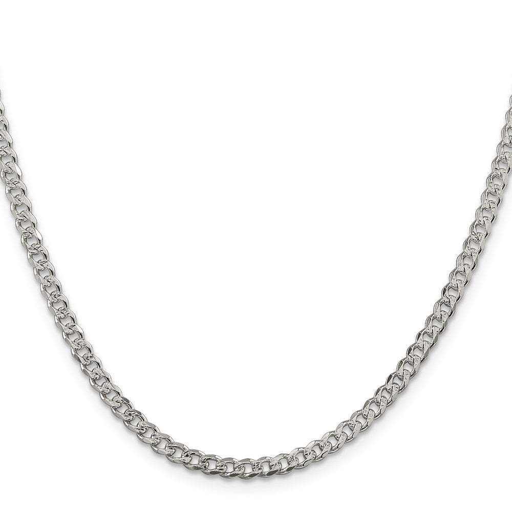Sterling Silver 3.8mm Pav‚ Curb Chain 24 Inches