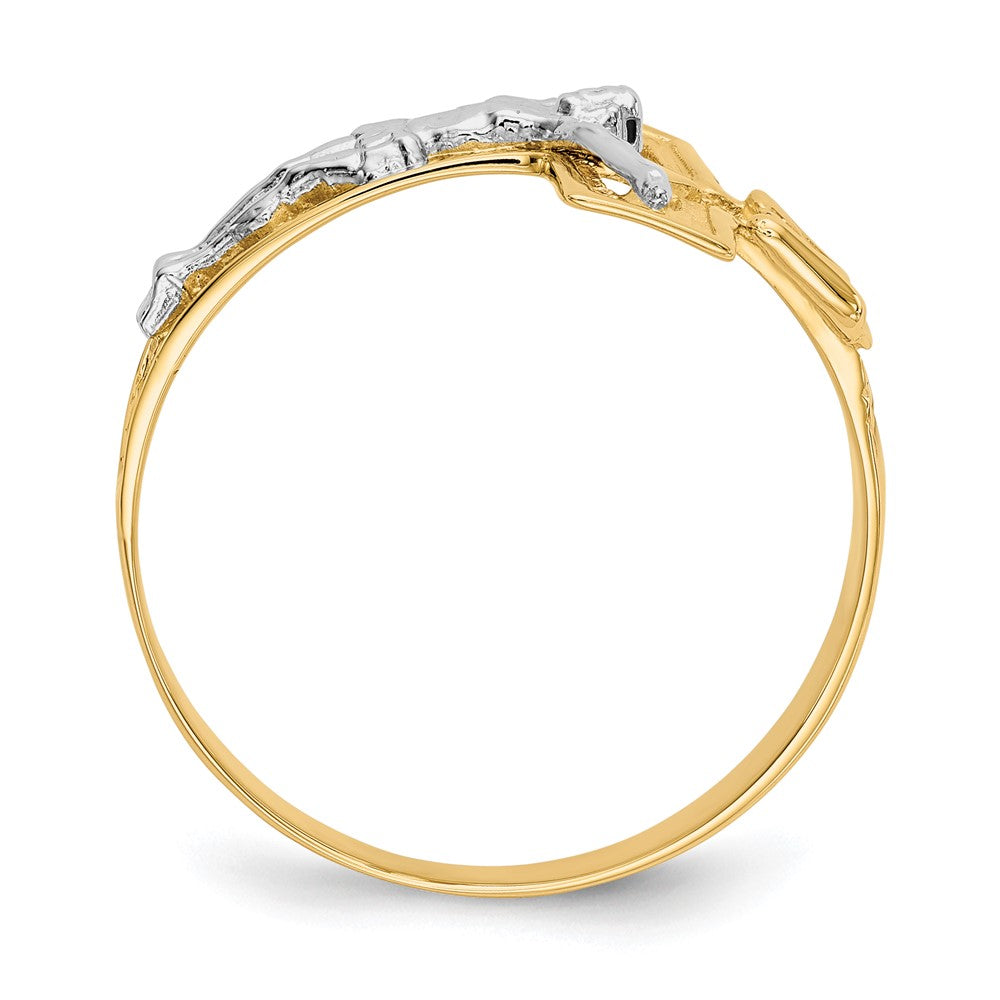 14K Two-tone Crucifix Men's Ring Size 1