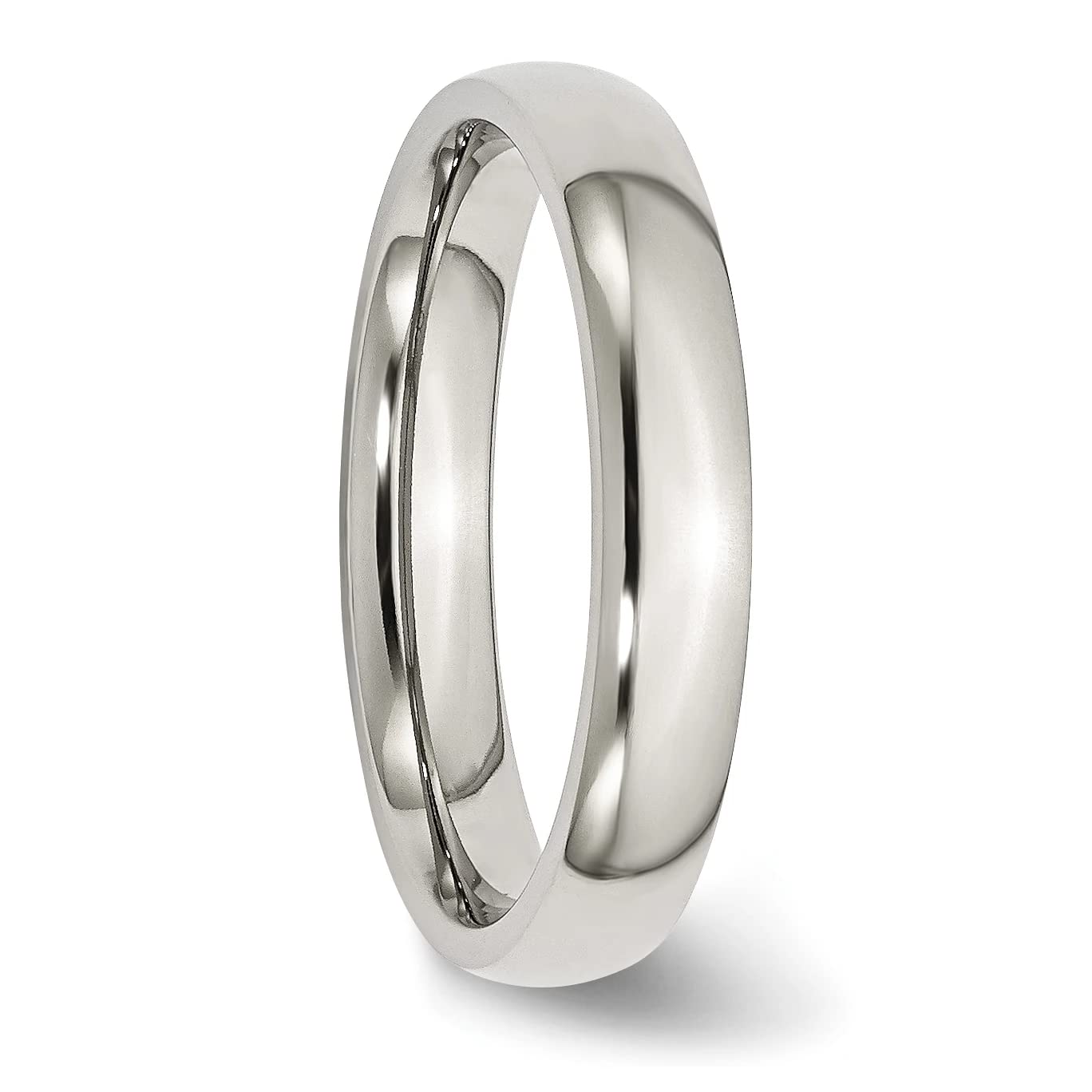 Stainless Steel Polished 4mm Half Round Band Size - 10