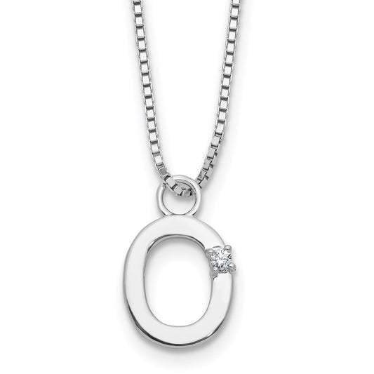 White Ice Sterling Silver Rhodium-plated 18 inch Diamond Letter O Initial Necklace plus 2 inch Extender 18 Inches