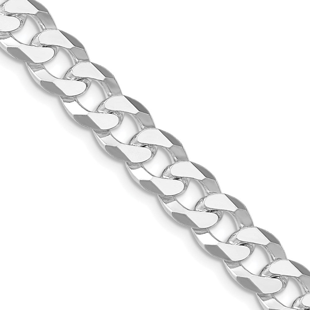 Sterling Silver Rhodium-plated 8.5mm Beveled Curb Chain 24 Inches