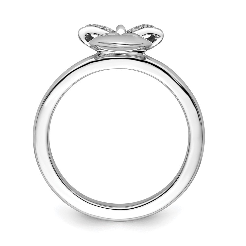Sterling Silver Stackable Expressions Heart with Bow Diamond Ring Size -10