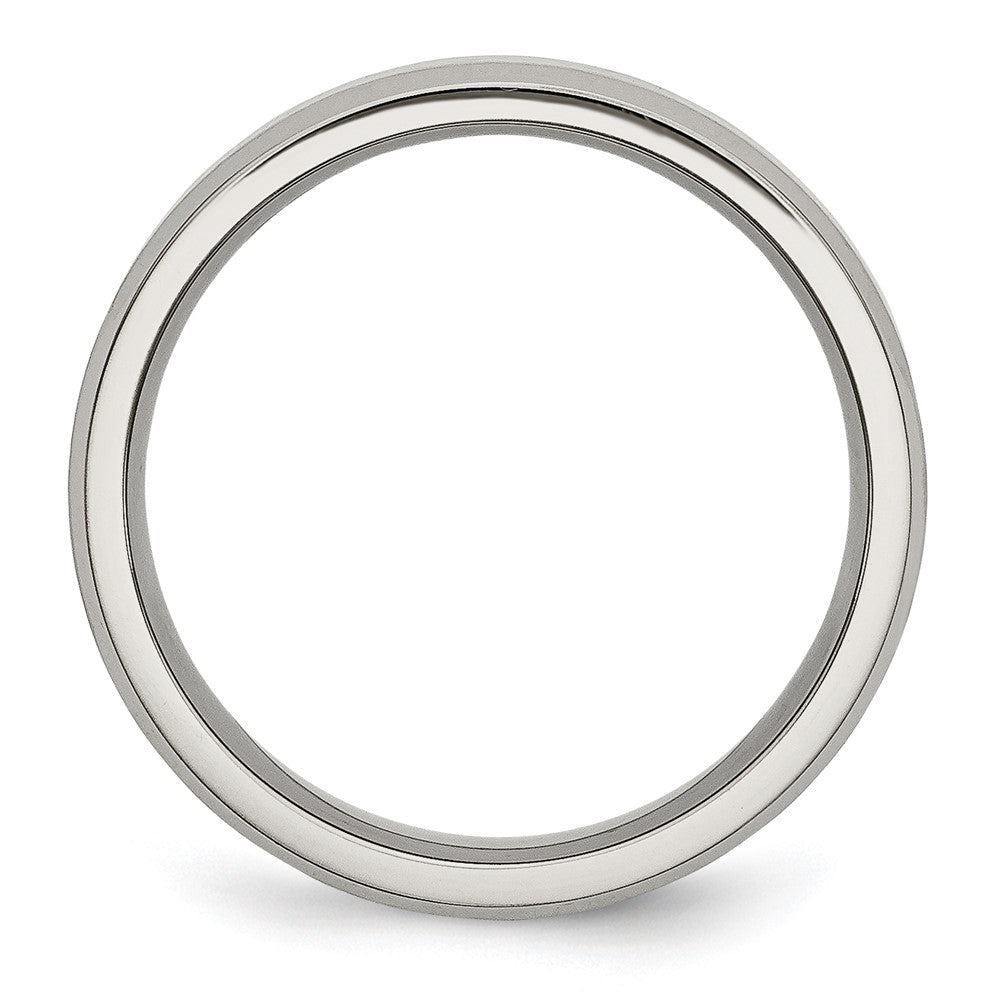 Stainless Steel Brushed and Polished 6mm Flat Beveled Edge Band Size - 10