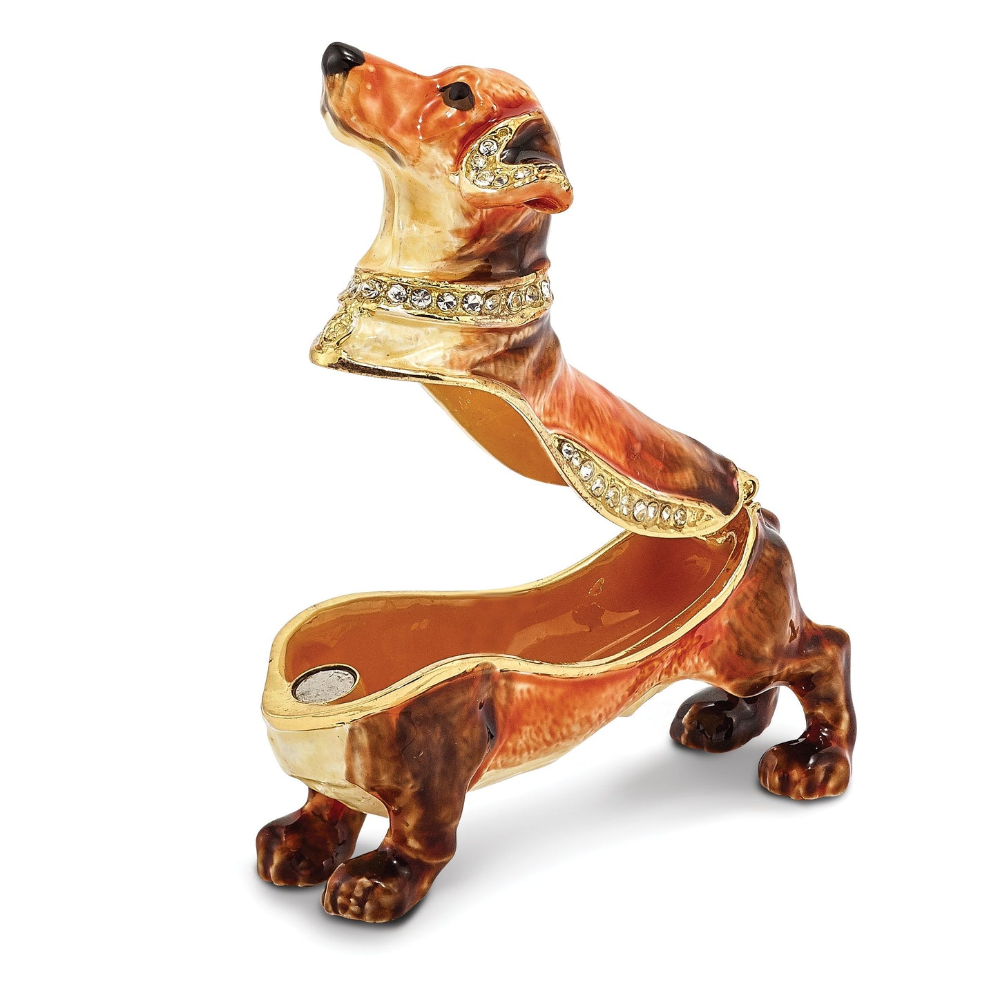 Pewter Enamel Dachshund Trinket Box