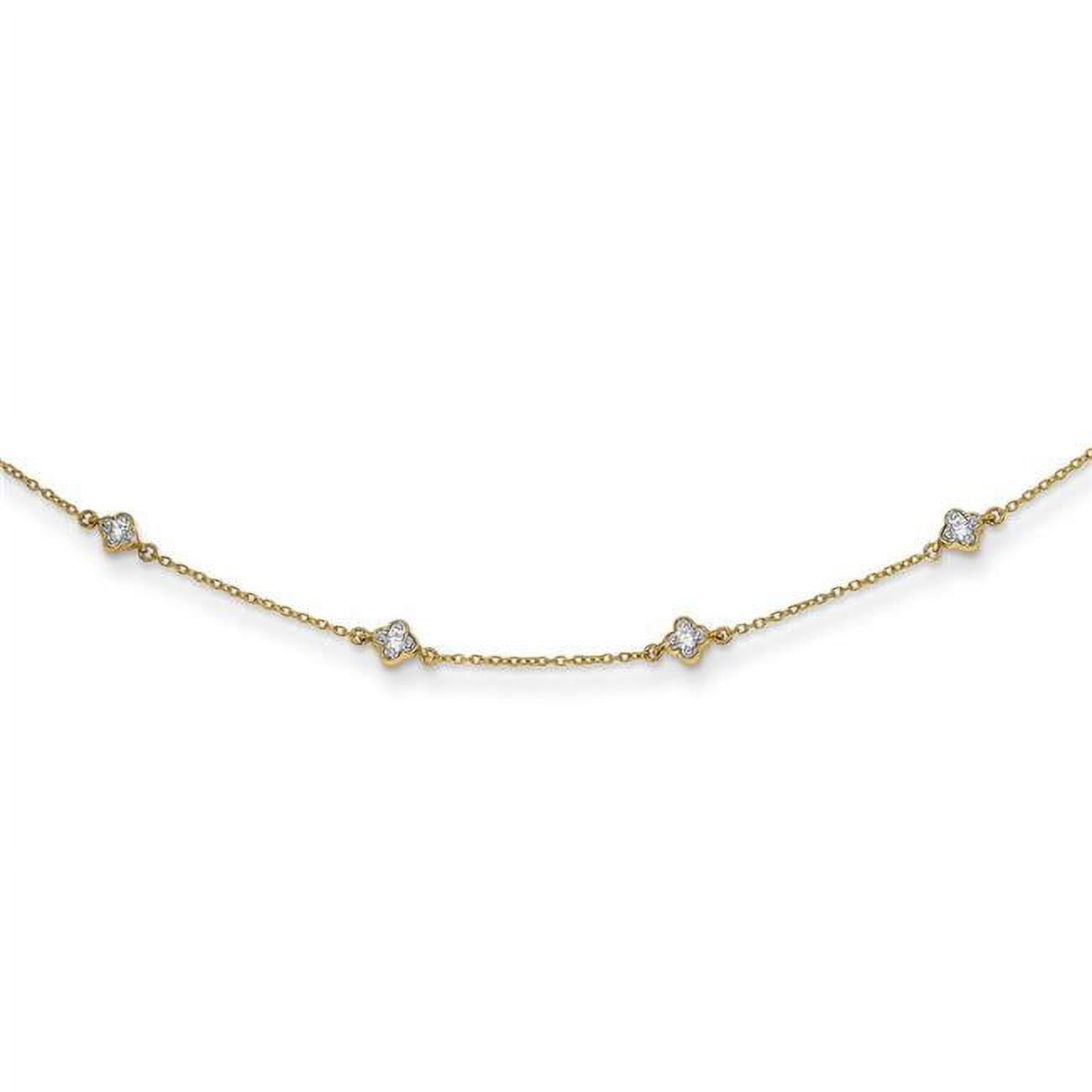 14k Complete 1/2 carat Diamond Quatrefoil Design 9-Station 18 inch Necklace