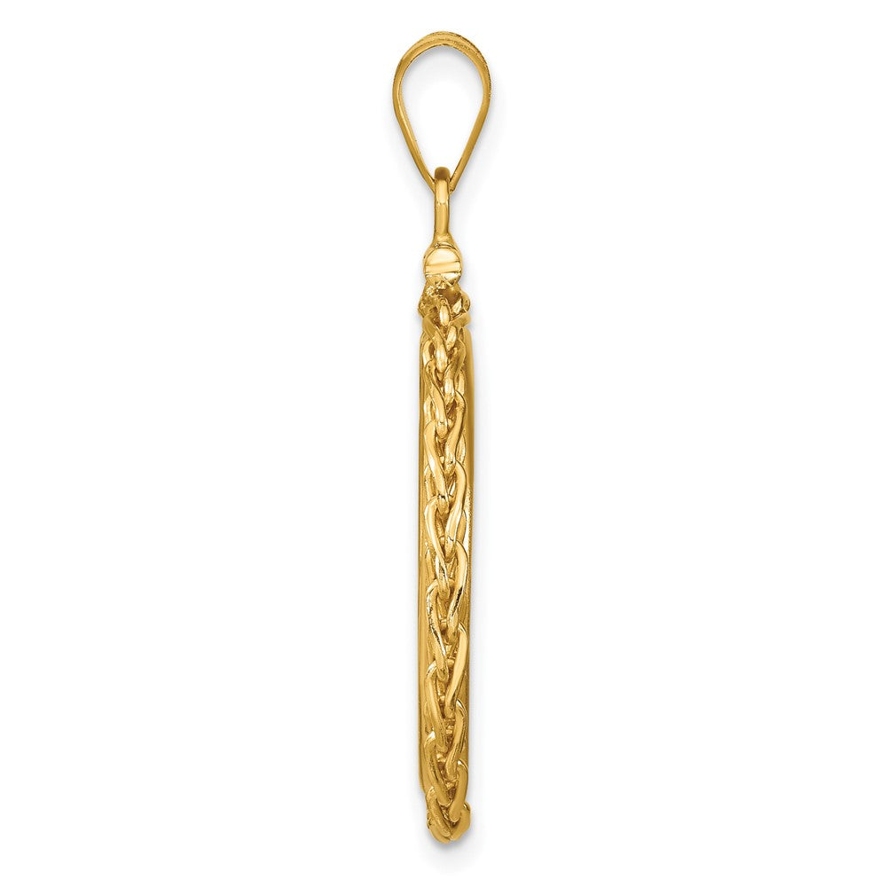 Wideband Distinguished Coin Jewelry 14k Polished Wheat Chain 21.6mm x 1.7mm Screw Top Coin Bezel Pendant