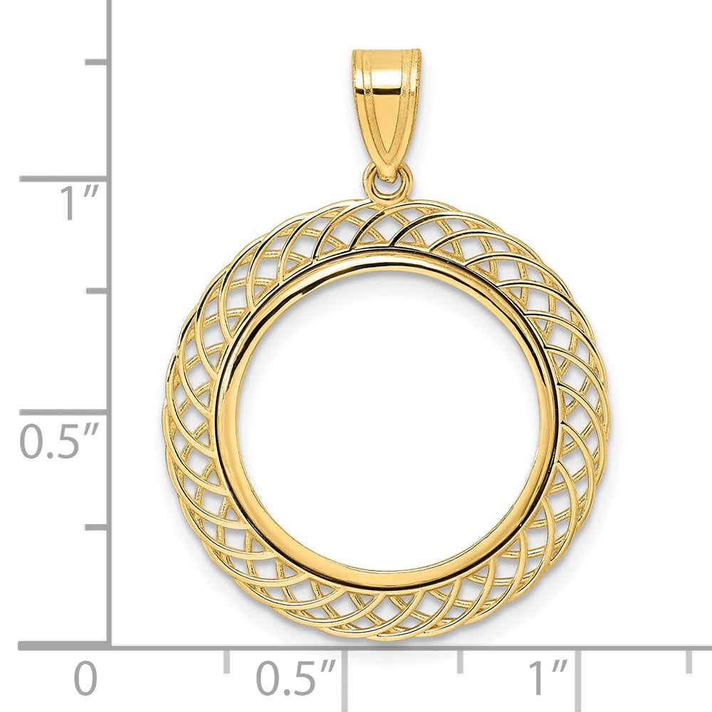 14k Polished Quad Loop with 18.0mm Prong Coin Bezel Pendant