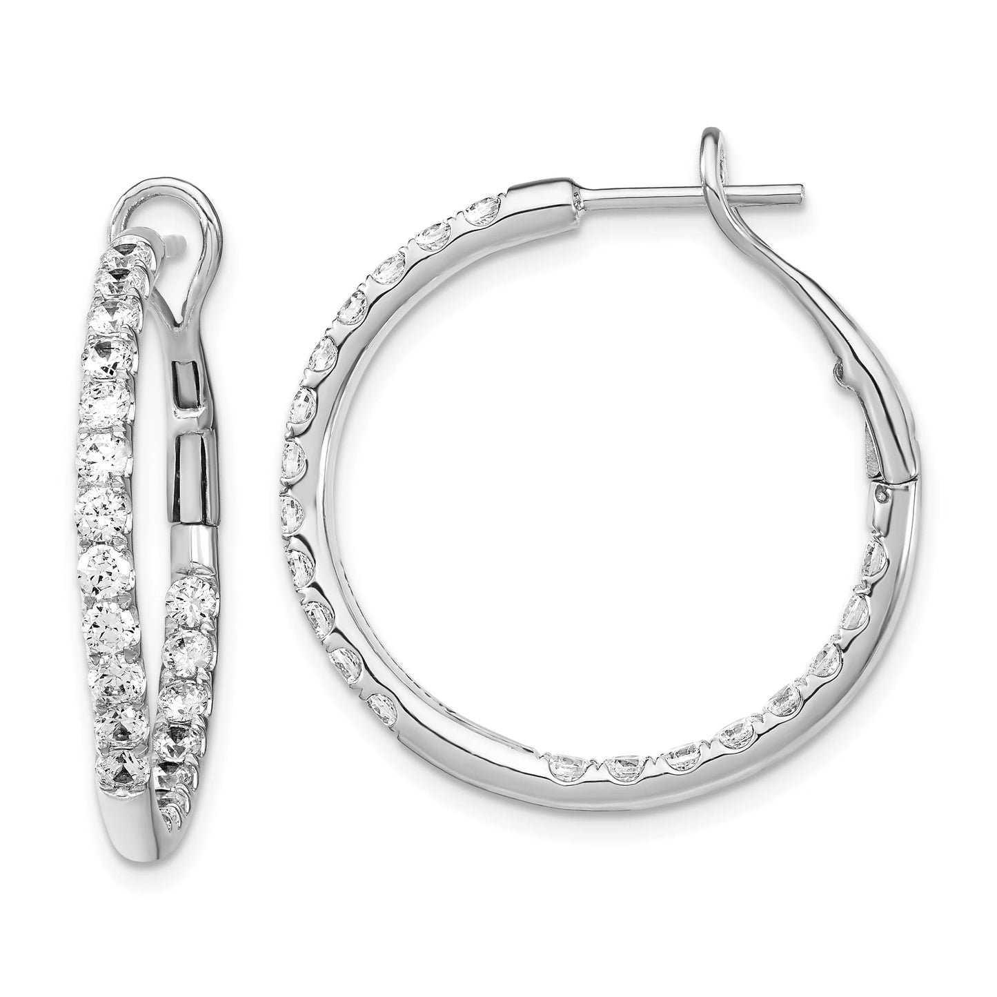 Primal Gold 14 Karat White Gold Lab Grown Diamond SI1/SI2, G H I, In and Out Hoop Earrings