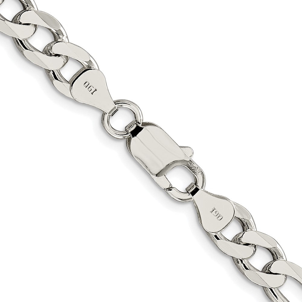 Sterling Silver Rhodium-plated 7.25mm Pav‚ Flat Figaro Chain