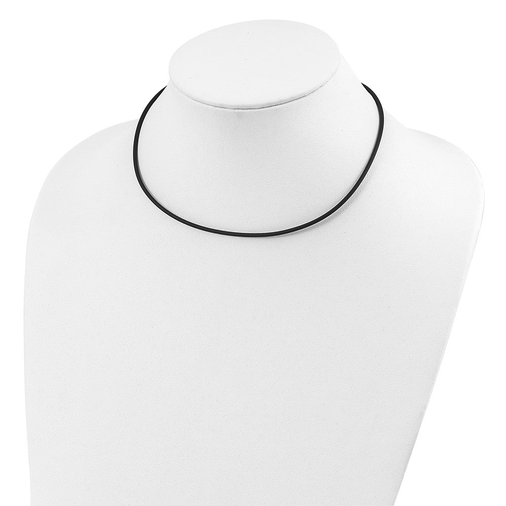 Sterling Silver 20inch 2mm Black Rubber Cord Necklace 20 Inches