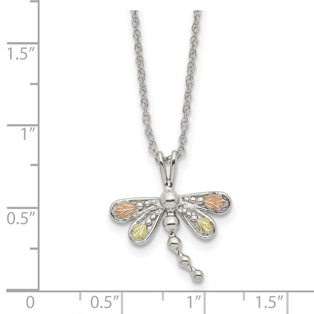 Landstrom's Mt. Rushmore Black Hills Sterling Silver 12K Gold Accents Dragonfly18 inch Spring Ring Clasp Necklace 18 Inches