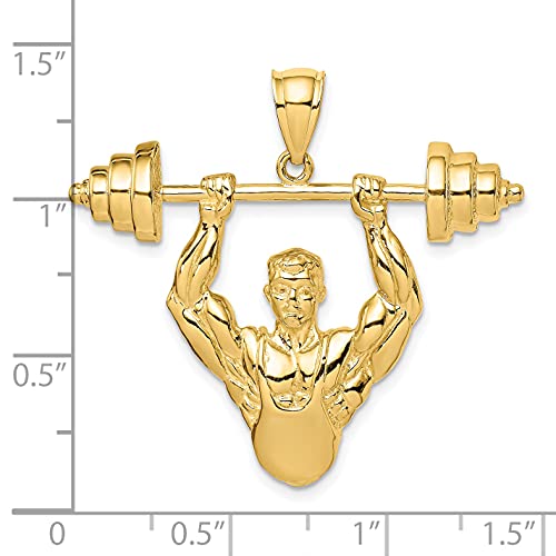 14K Bodybuilder Waist Up with Barbell Pendant