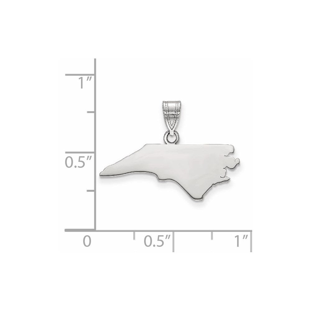 Sterling Silver/Rhodium-plated North Carolina State Pendant