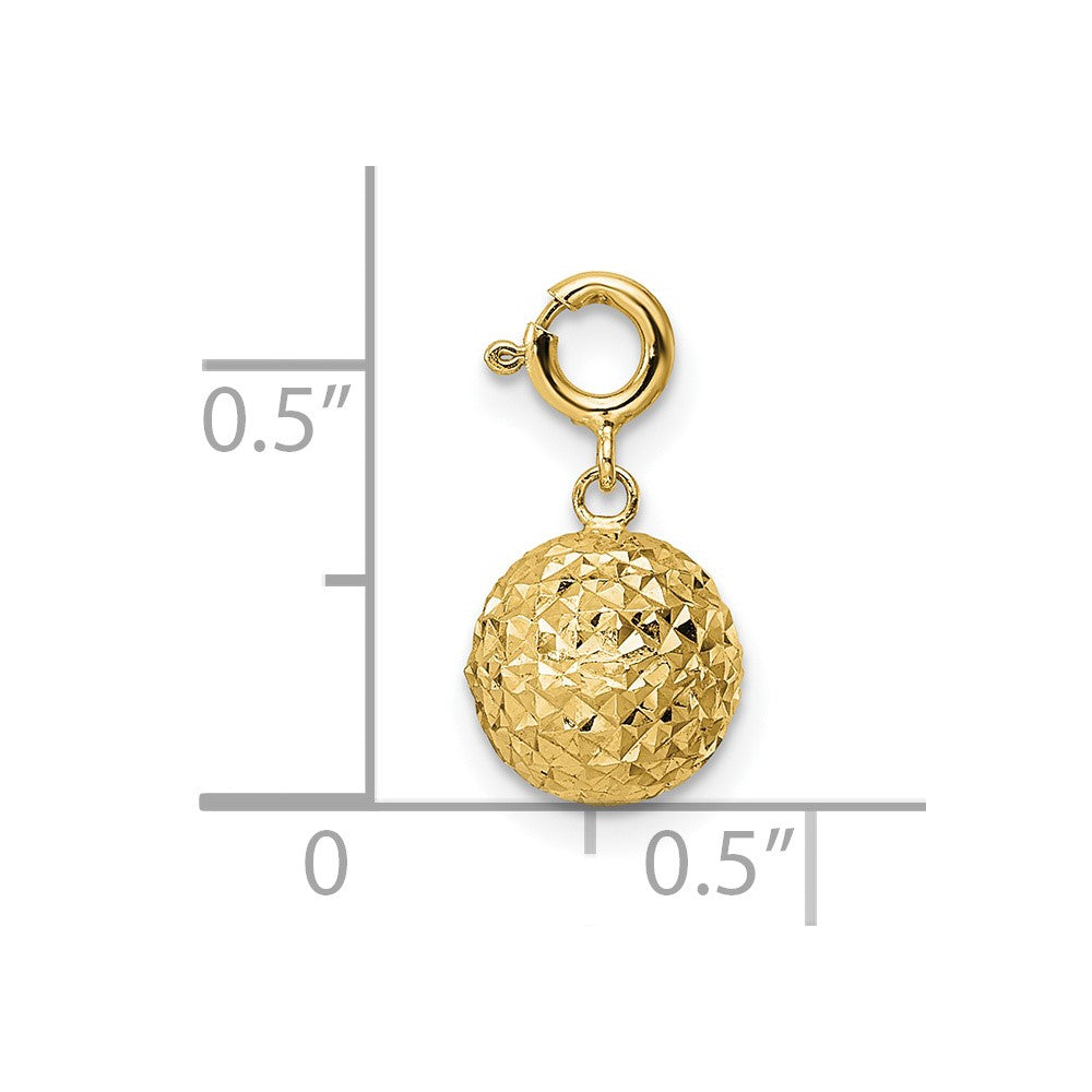 14K Diamond-cut Ball w/ Spring Ring Clasp Charm