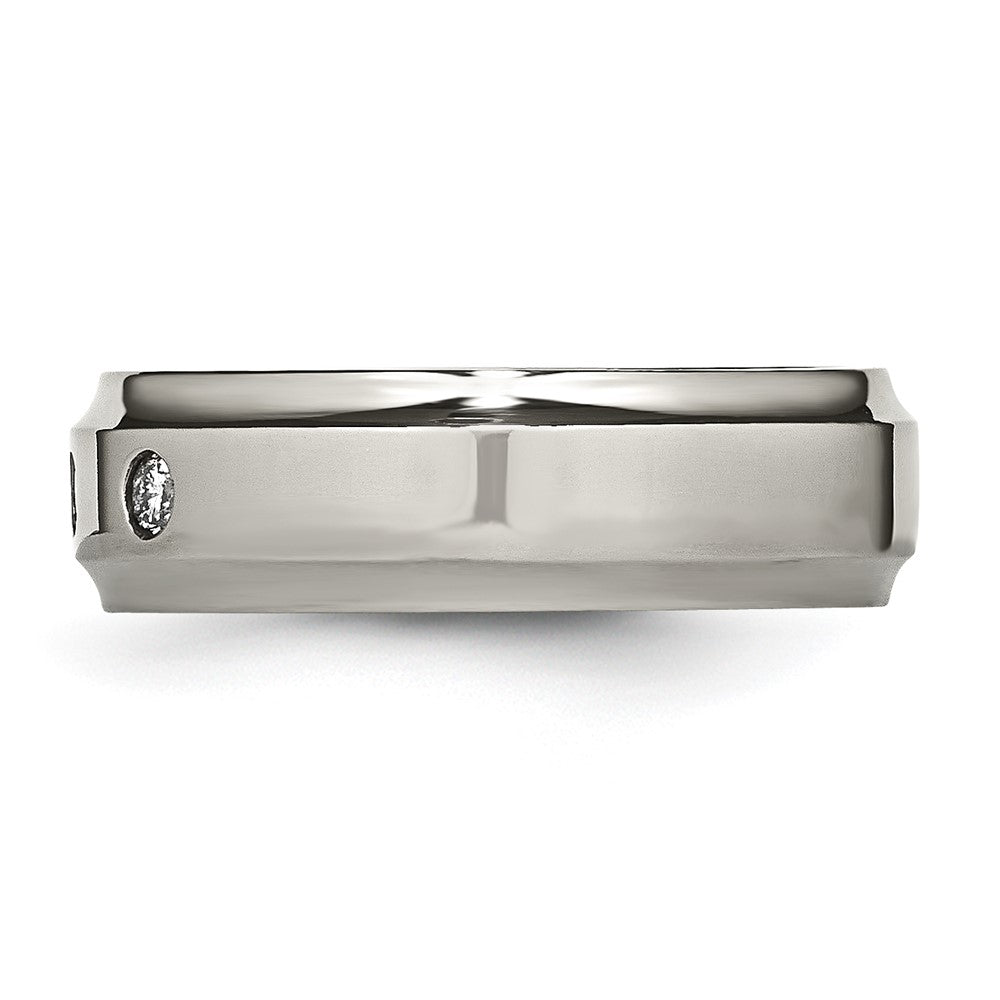 Titanium Polished 1/5ct. tw. Diamond Ridged Edge 7mm Band Size - 8.5