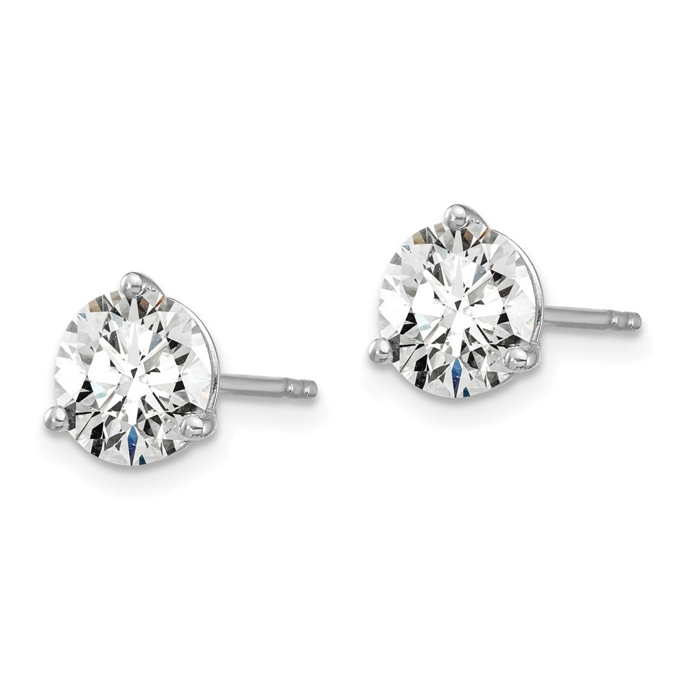 14k White Gold 2 ctw Certified Lab Grown Diamond VS/SI+ G+ Round 3 Prong Heavy Wt. Stud Earrings