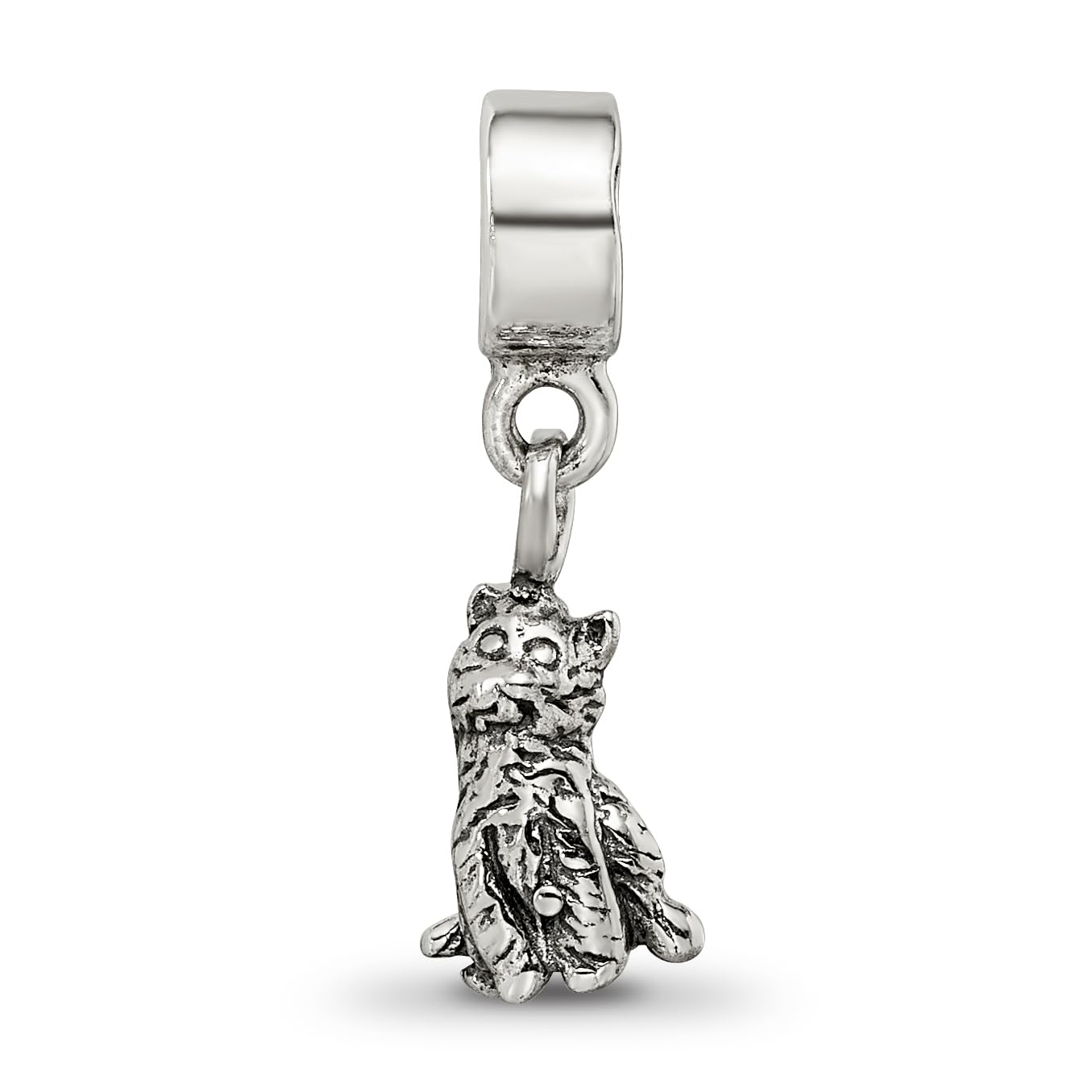 925 Sterling Silver Polished Artisan Oxidized Reflections Cat Dangle Bead Charm 20x5.45mm Wide Pendant Necklace for Wome