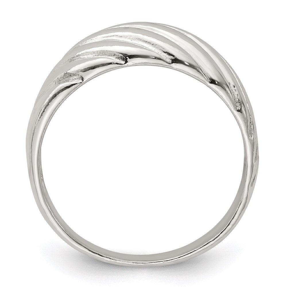 Sterling Silver Solid Fancy Ribbed Ring
