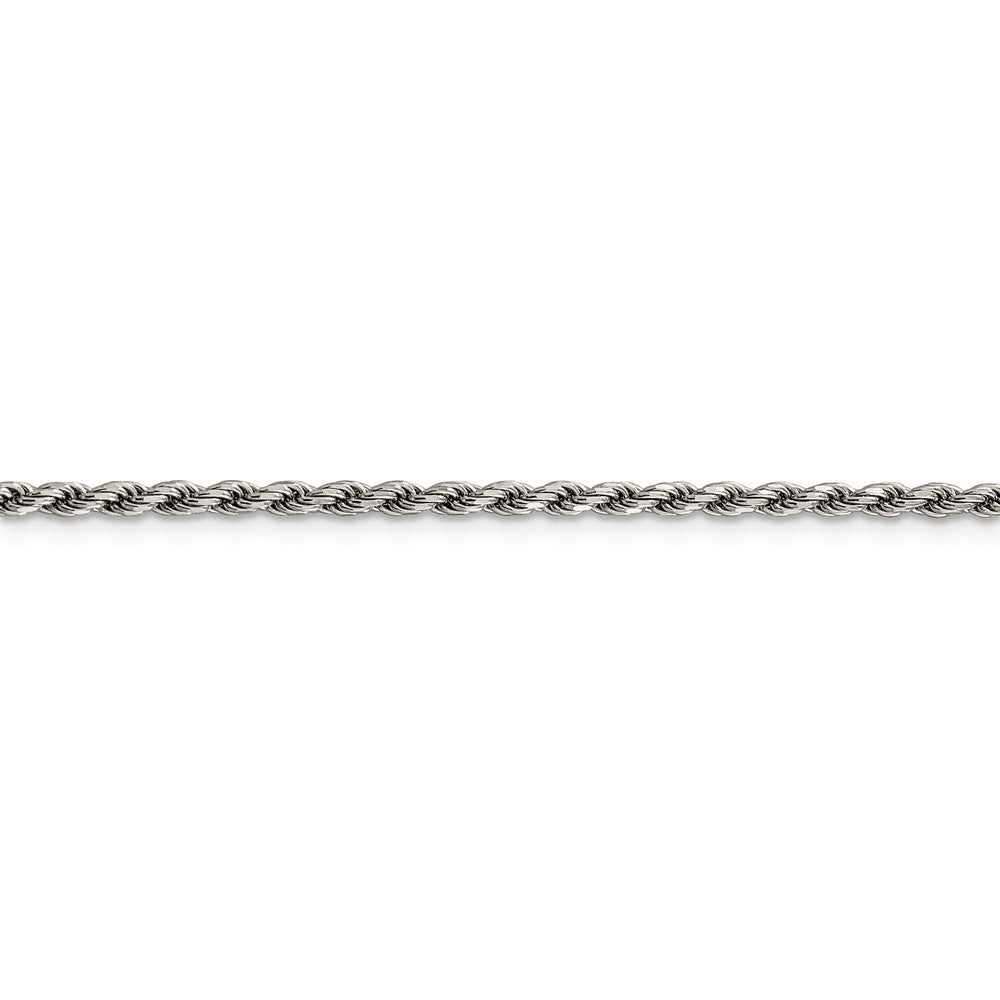 Sterling Silver Rhodium-plated 2.25mm Diamond-cut Rope Chain 24 Inches