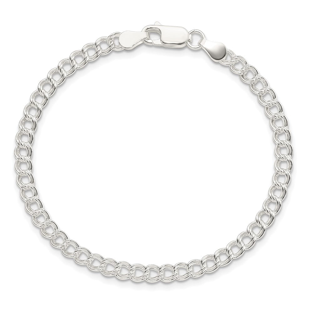 Sterling Silver 4.25mm Double Link Charm Bracelet 6 inches