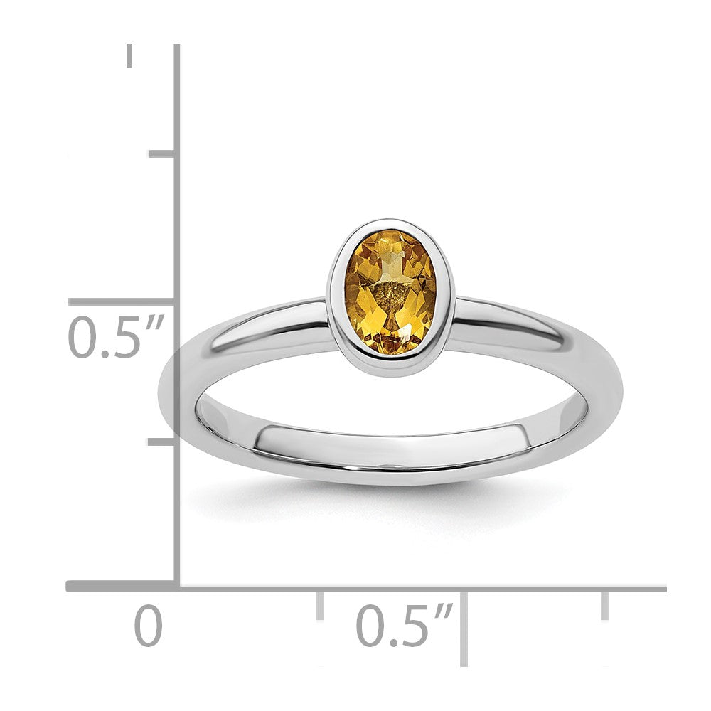 Sterling Silver Stackable Expressions Oval Citrine Ring Size -9