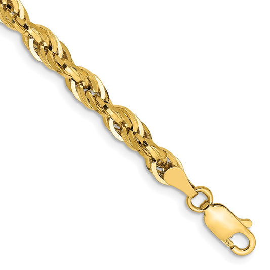 14K 7 inch 4.25mm Semi Solid Rope with Lobster Clasp Chain 7  inches