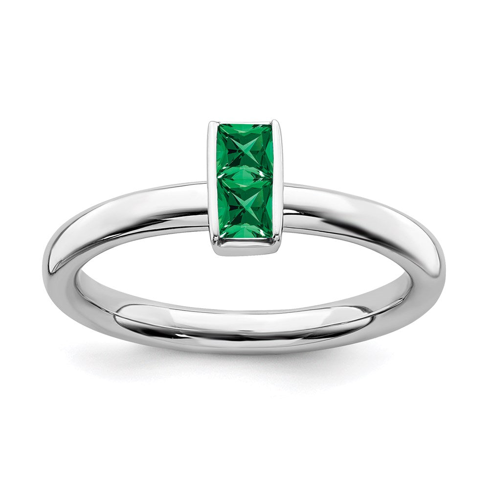 Sterling Silver Stackable Expressions Created Emerald Ring